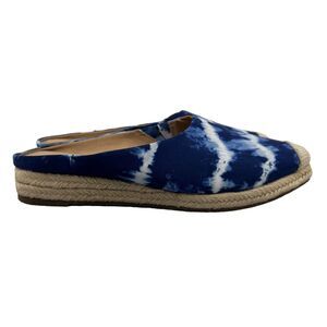 Crown Vintage Lonari Espadrille Mules Womens 8.5 Blue White Slip On Textile